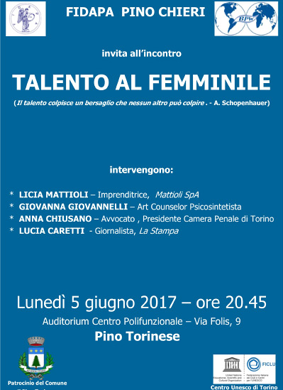 Invito all’incontro TALENTO AL FEMMINILE