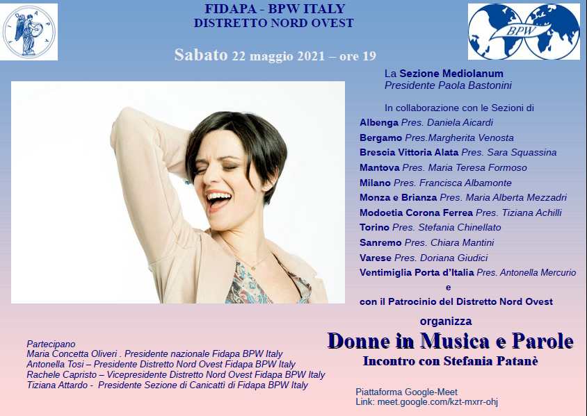 22 maggio 2021 “Donne in Musica e Parole”