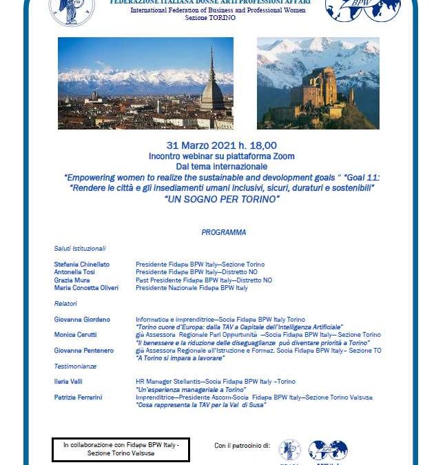 Webinar 31 marzo 2021 “Un sogno per Torino”